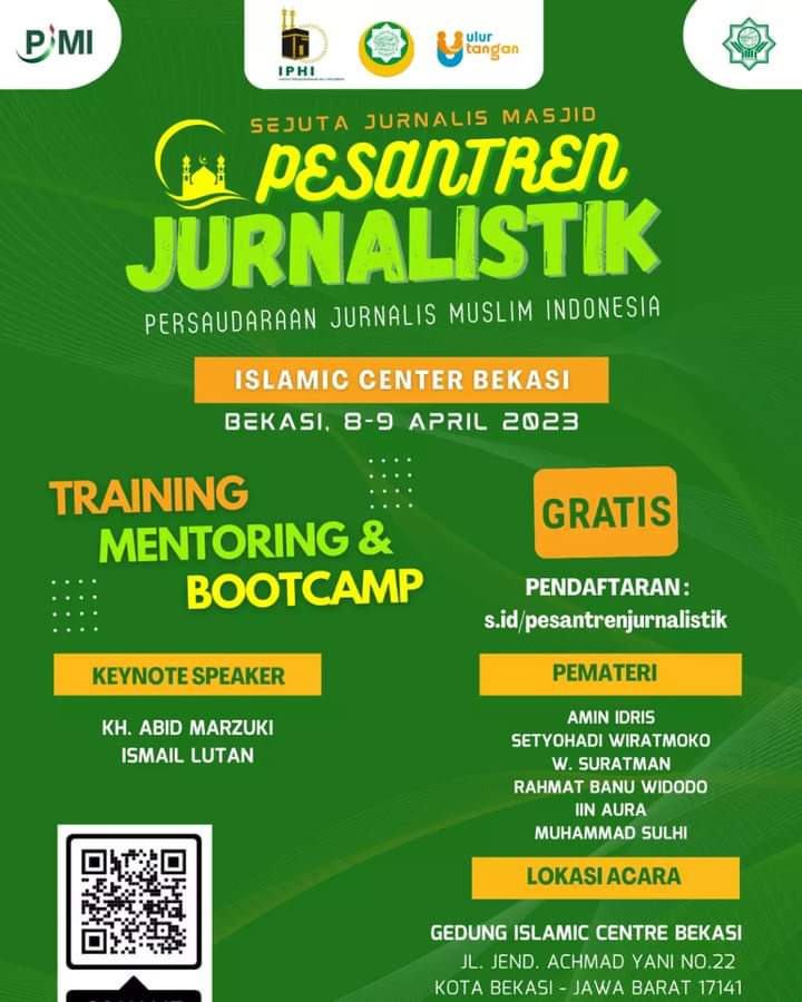 Persaudaraan Jurnalis Muslim Indonesia (PJMI) akan menggelar Pesantren Jurnalistik, Sejuta Jurnalis Masjid
